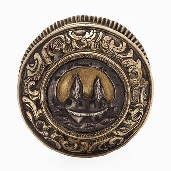Silver case with concealed compartment, engraved 1776.