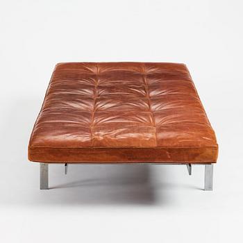 Poul Kjaerholm, A 'PK-80' steel and brown leather daybed, E Kold Christensen, Denmark 1960s.