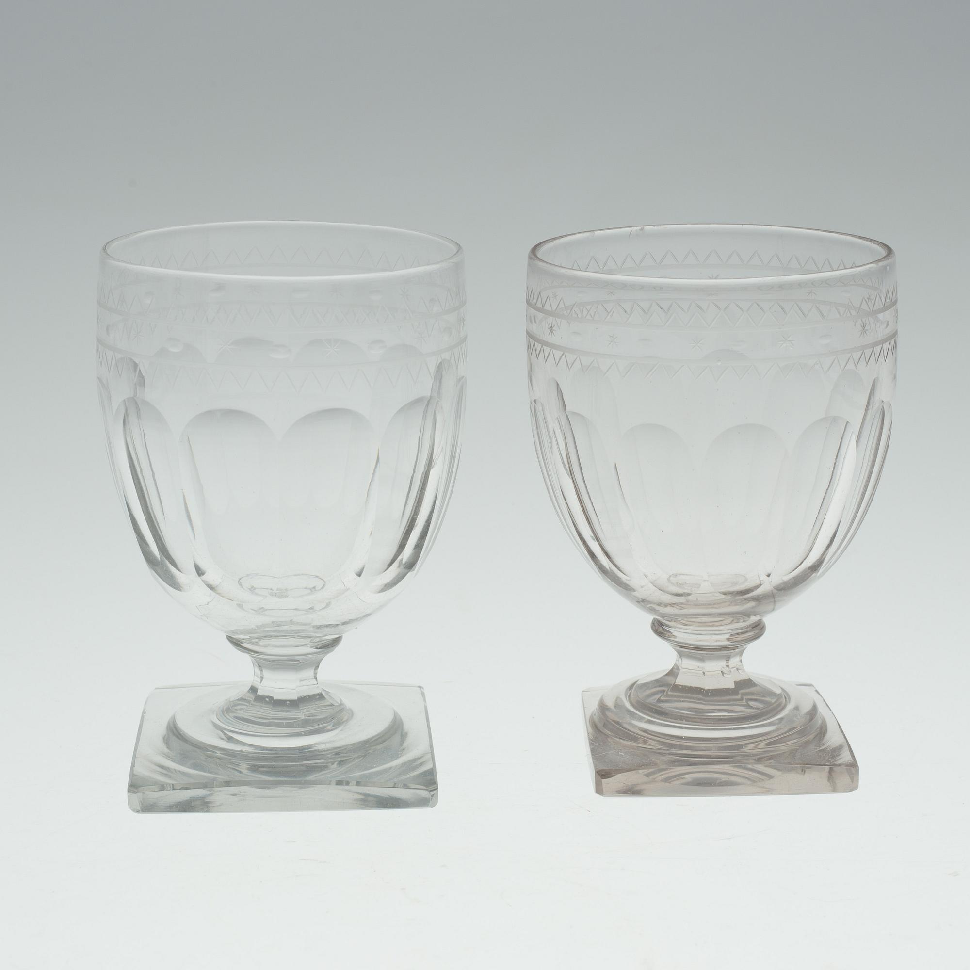 TWELVE GLASSES, 19th century.