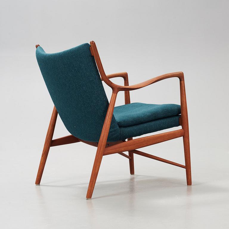 A Finn Juhl 'NV-45' teak easy chair, by cabinetmaker Niels Vodder, Denmark 1950's.