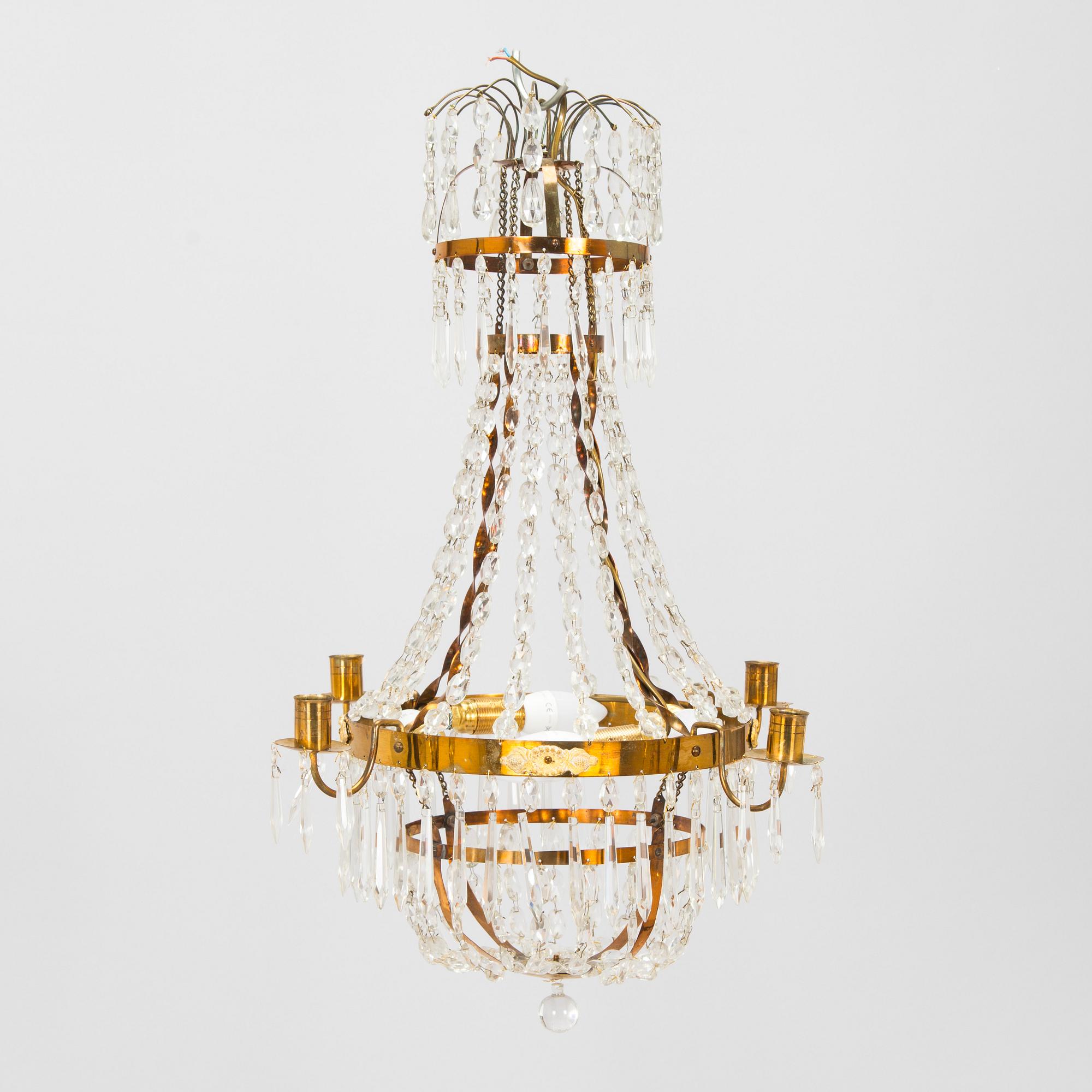 A Gustavian style chandelier, first half of the 20th century.