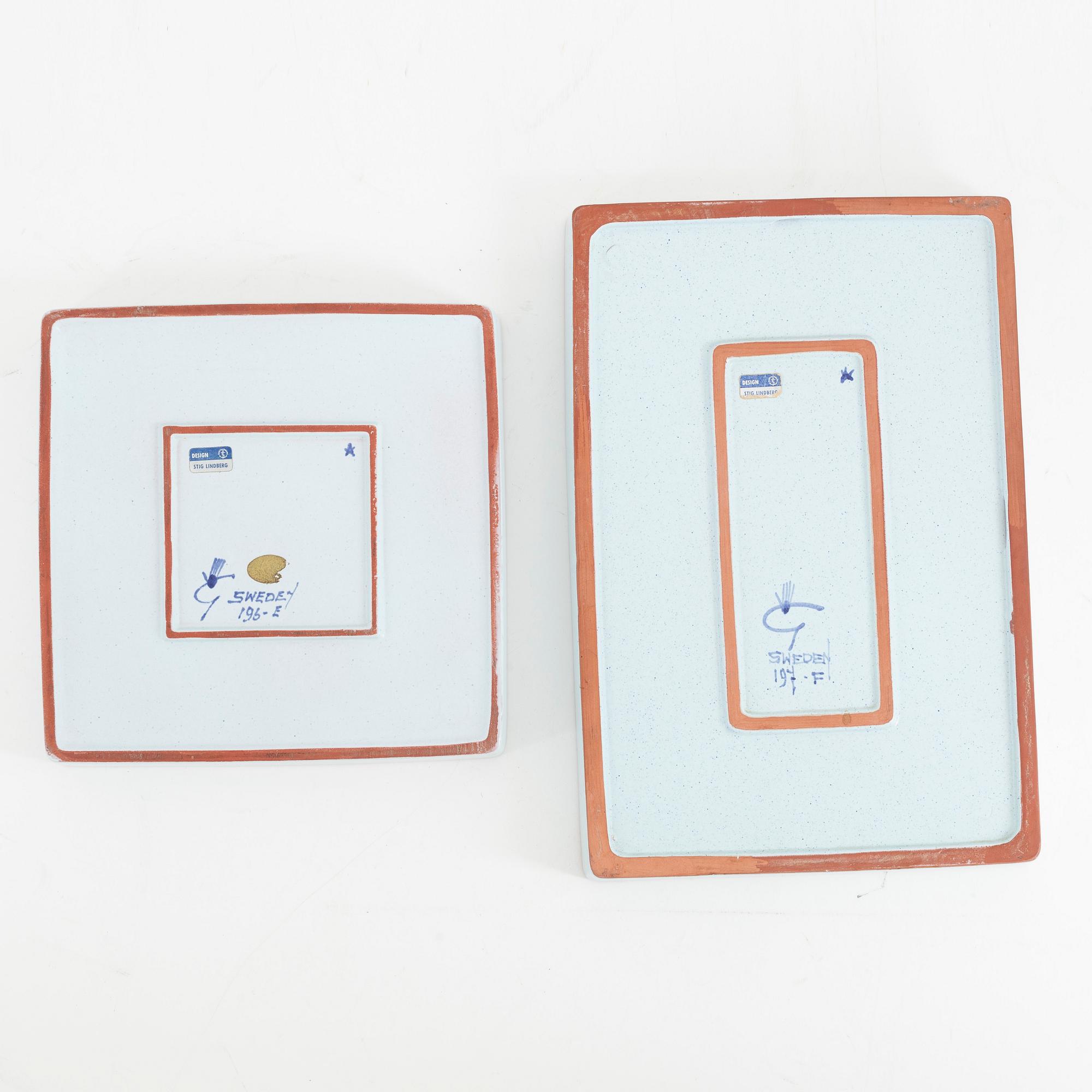 Stig Lindberg, fat, 2 st, fajans, "Karneval", Gustavsbergs studio.