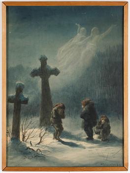 Fredrik Wilhelm Scholander · FREDRIK WILHELM SCHOLANDER, blandteknik, signerad, daterad 1878.
