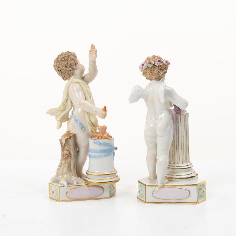 Meissen, A pair of porcelain figures, "Je les punis" and "Je les unis", from the "Devisenkinder"-series, around 1900.
