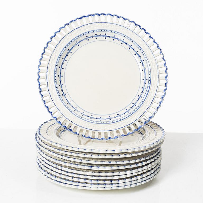 A set of 10 cream ware dessert dishes, Sweden Rörstrand, Empire, 19th century.