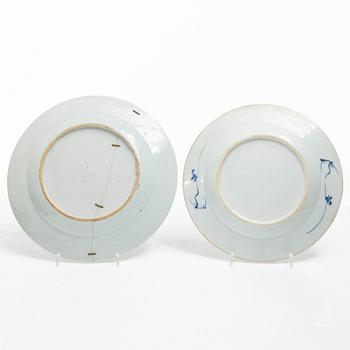 Eleven blue and white porcelain plates, China, Qing dynasty 18th century.
