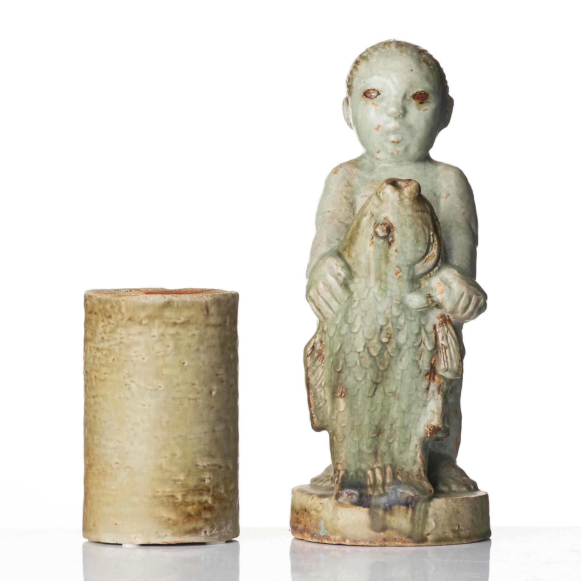 Michael Schilkin, a stoneware sculpture, in two parts, Arabia, Finland, 1940s.