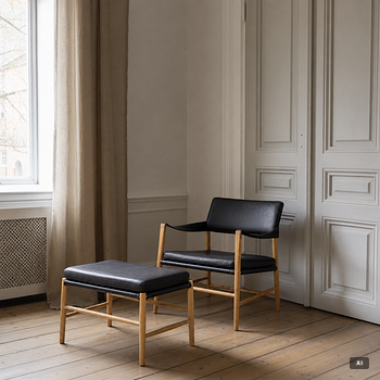 Jannis Ellenberger, armchair and footstool, “Bremen Lounge Chair”, Hans K, contemporary.