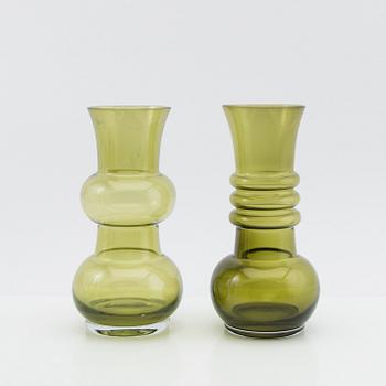 Tamara Aladin, Vases, 4 pcs, glass, Riihimäen Lasi, Finland, 1960s/70s.
