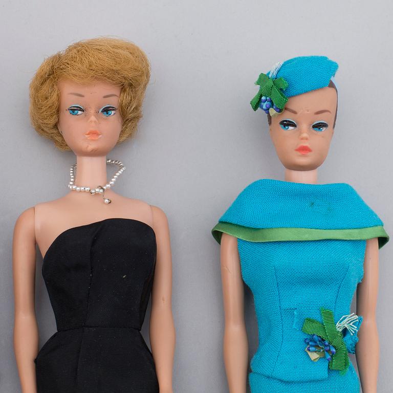 Five Barbie dolls, Mattel, 1950s/1960s.