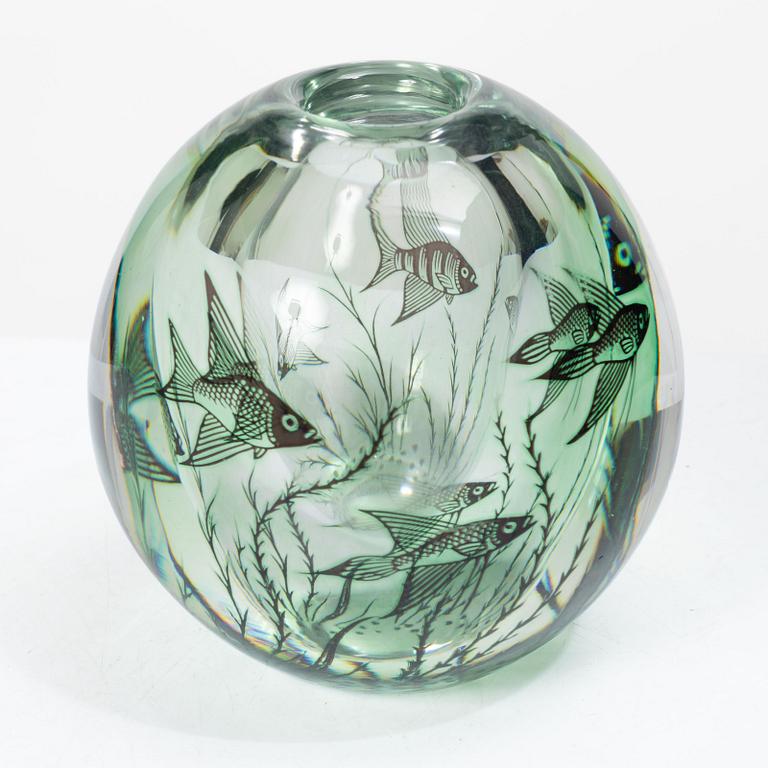 Edward Hald, a Fish Graal vase, Orrefors.