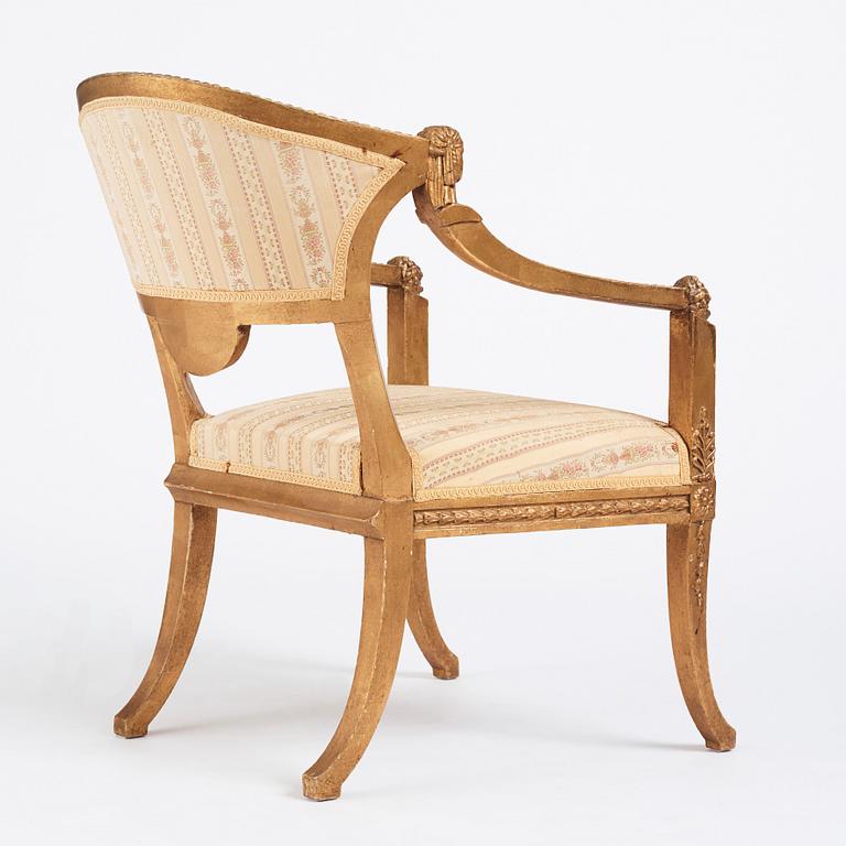 A Royal Swedish empire armchair attributed to N C Salton (master 1817-29).