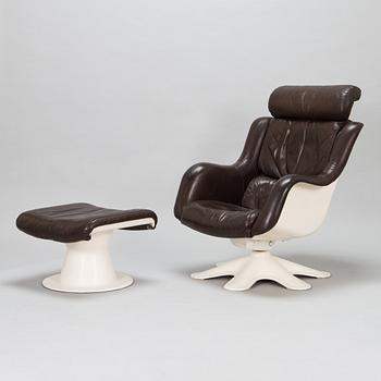 Yrjö Kukkapuro, nojatuoli, malli 418N ja rahi malli 812J, Haimi 1960-luvun loppu.