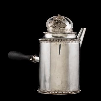 KAFFEKANNA, troligen Hans Ekeström d.y. Helsingborg 1790, silver ca 570 g.