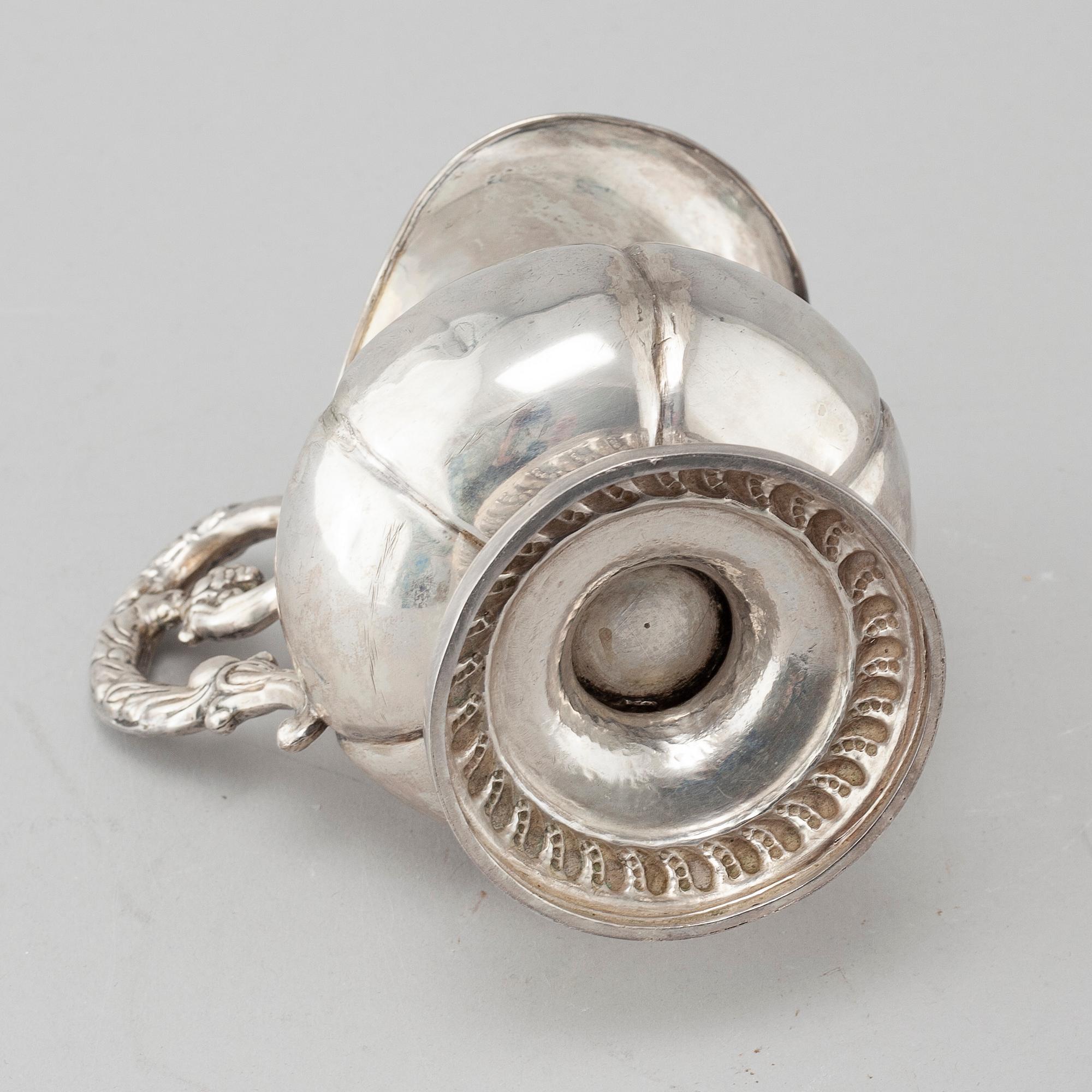 A silver creamer by Johan Olof Östlund, Gävle, in 1849.