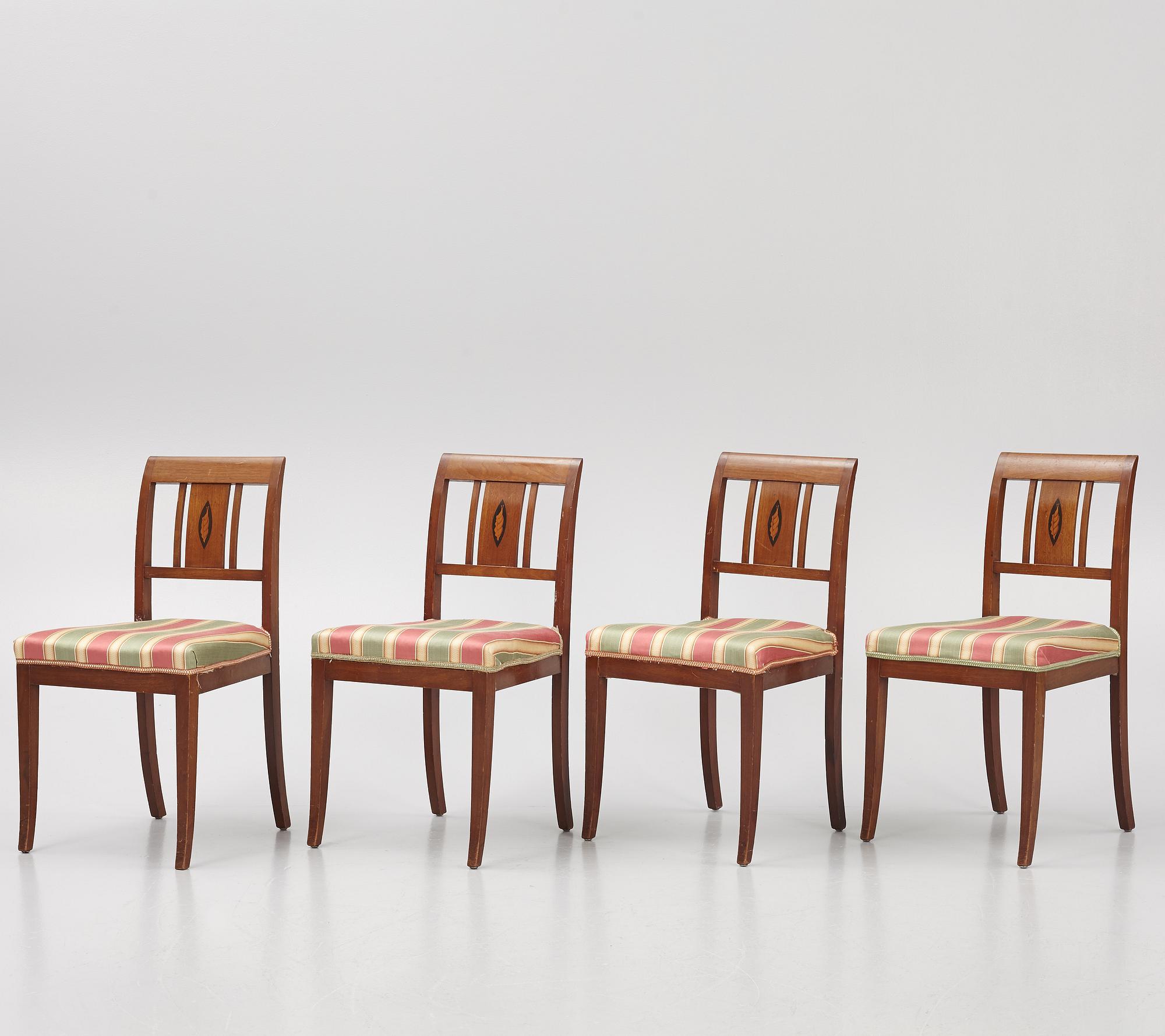 A set of four Empire chairs, southern Sweden, early 19th century.