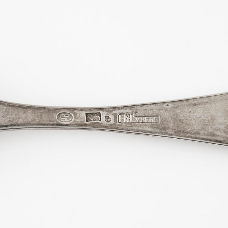 Skedar,  12 st, silver, bla av Johan Jacob Ulfsberg,  Nyköping 1813.