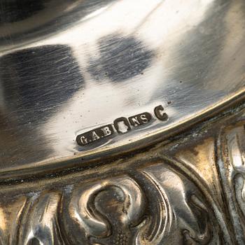 Drinking horn, silver plate, GAB, Stockholm early 20th century.