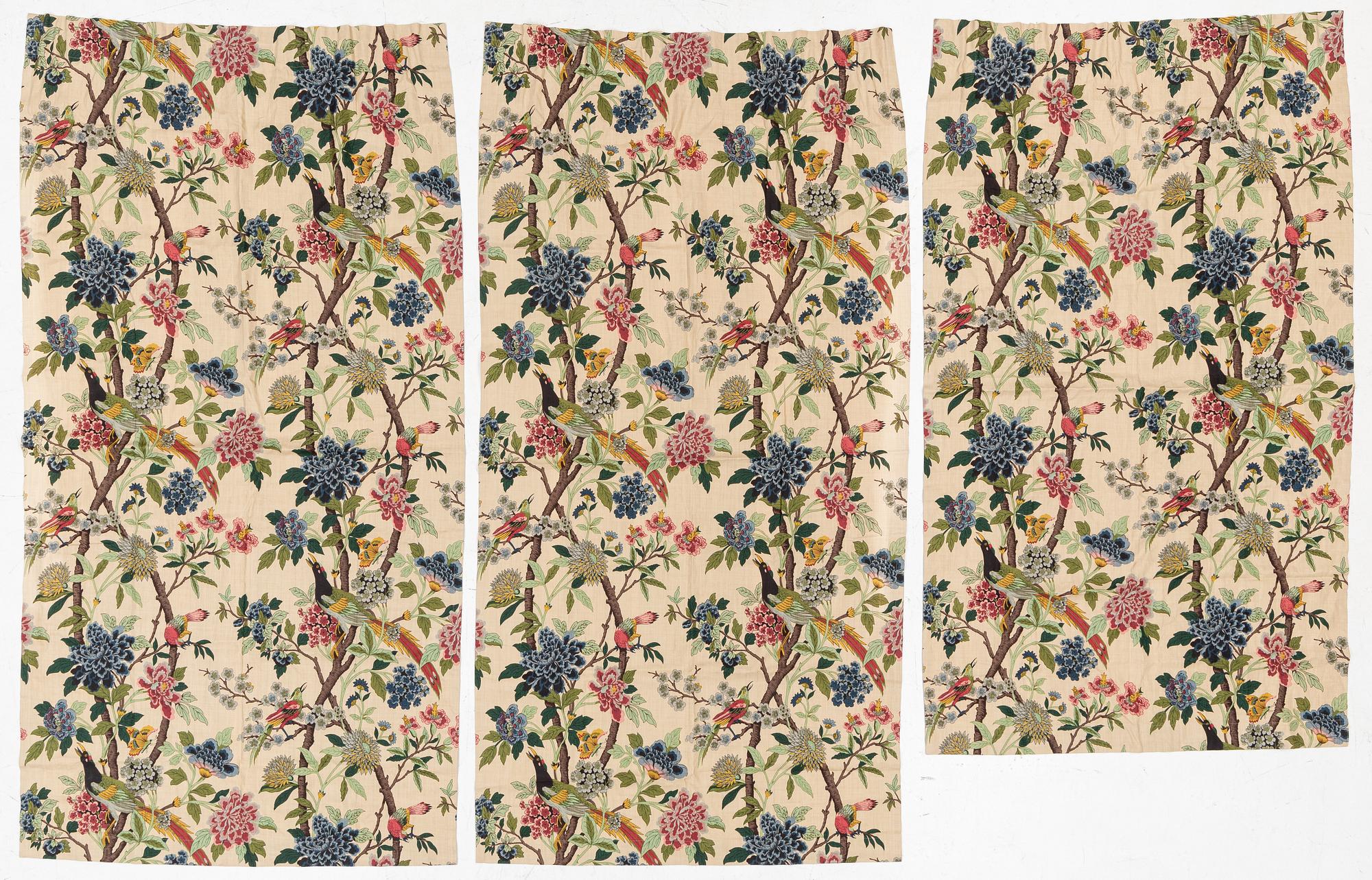 Three "Hydrangea" curtain lengths from GP & J Baker.