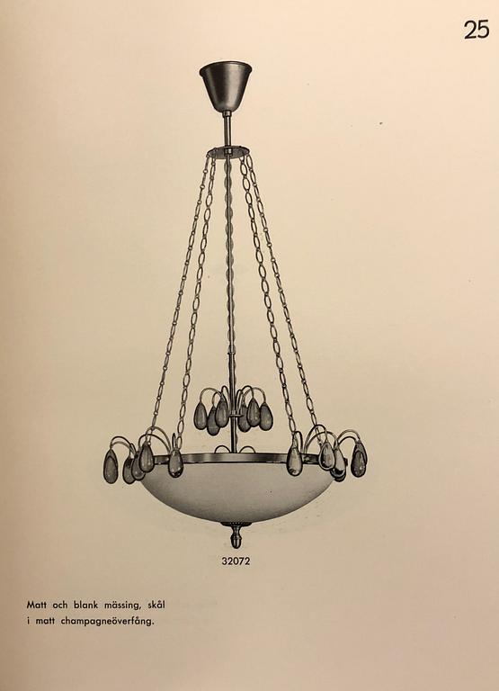 Bertil Brisborg, a ceiling lamp model 32072, Nordiska Kompaniet, 1940s.