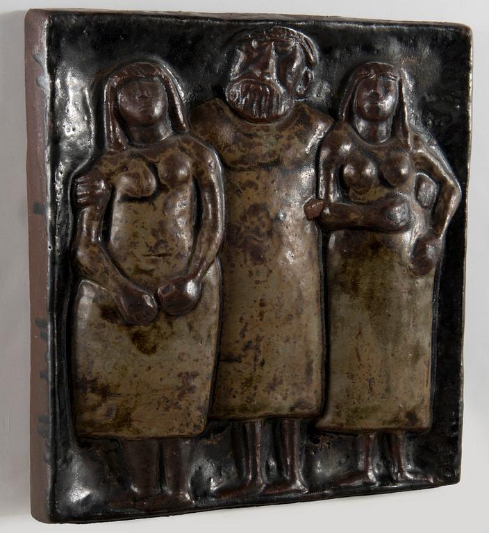 Åke Holm, A stoneware wall relief by Åke Holm, signed.
