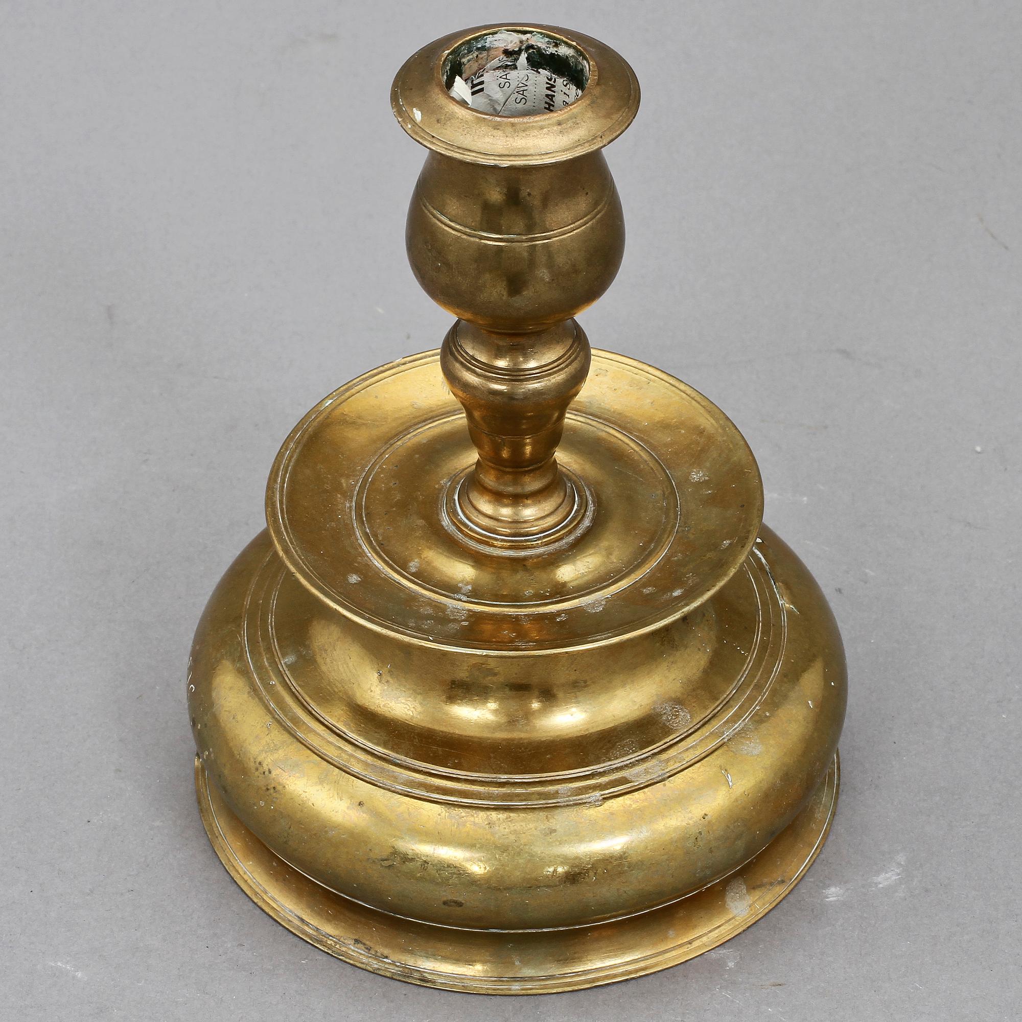 LJUSSTAKE, mässing, barock, 1700-tal.