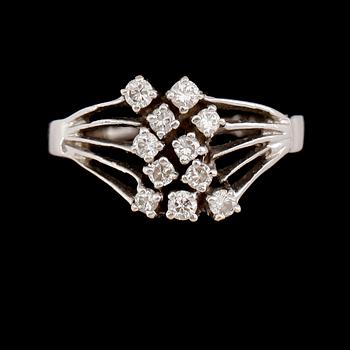 RING, 18 k vitguld, briljantslipade diamanter.