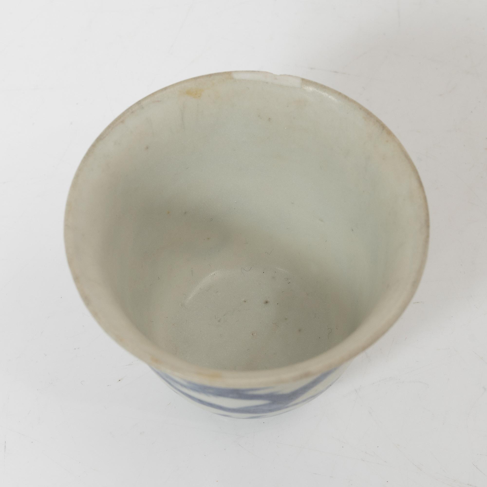 Vinkopp, porslin. "Hatcher cargo", 1600-tal.