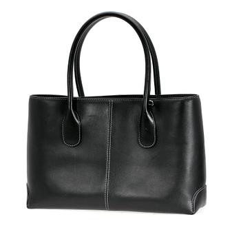 A black leather handbag by Tod's.