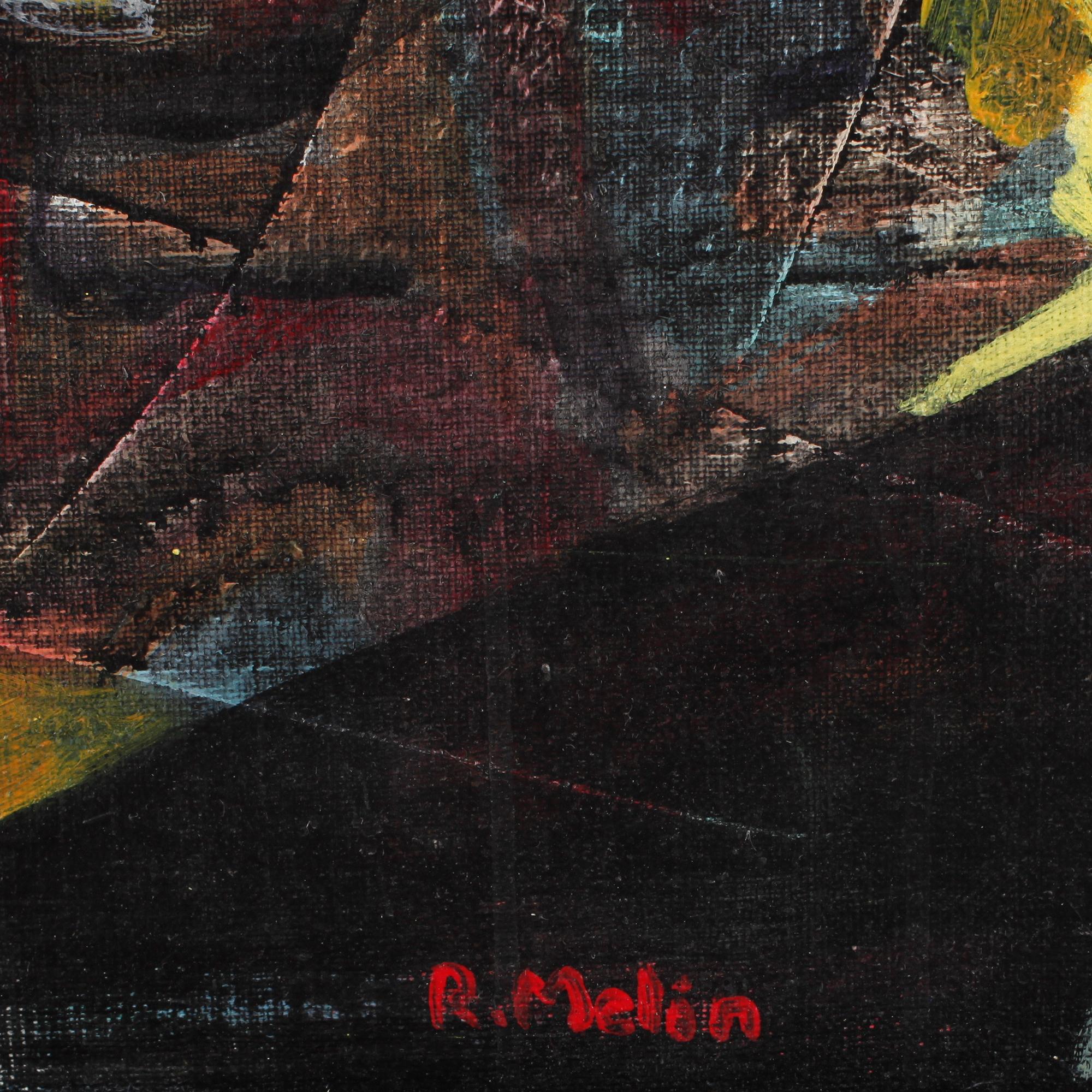 ROBERT MELIN, triptyk, olja på duk. Sign.