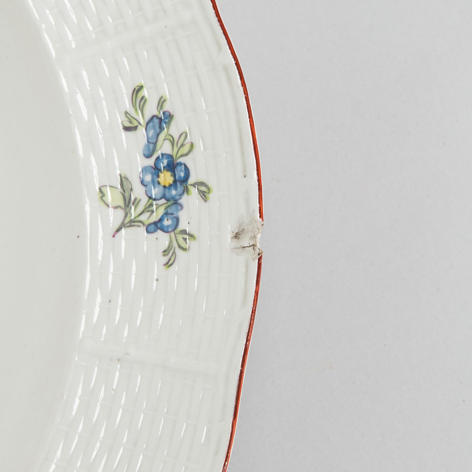 Four 18th-century porcelain dishes, Imperial porcelain manufactory, period of Empress Elisabeth I, Saint Petersburg.