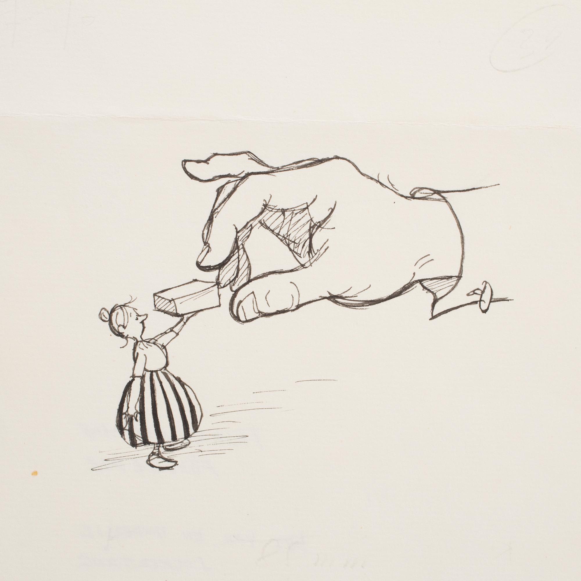 BJÖRN BERG, two ink drawings from "Teskedsgumman". One signed.