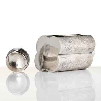 A Chinese silver teacaddy, first part of the 20th century.