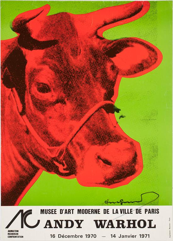 ANDY WARHOL, "Cow" utställningsaffish, 1971, signerad.