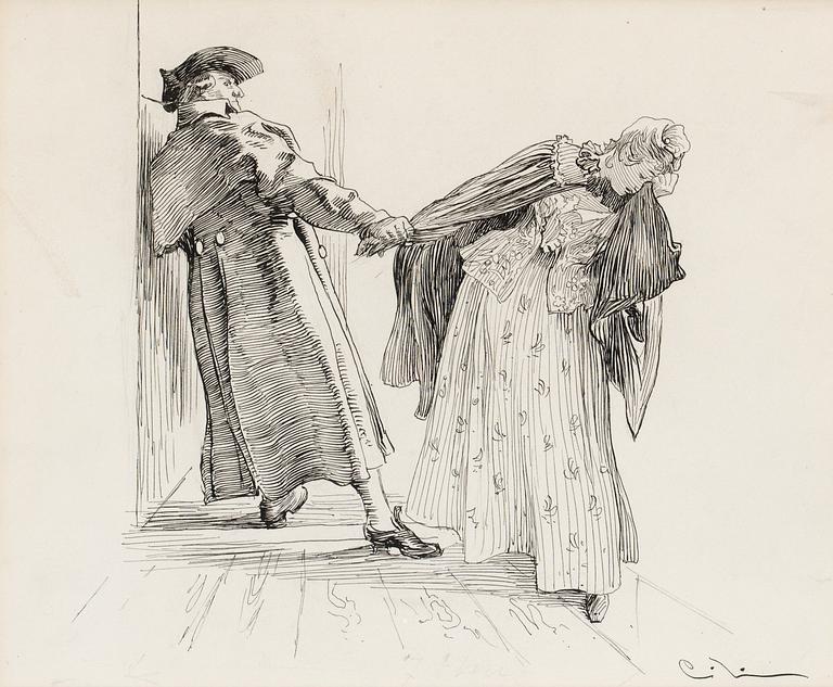 Carl Larsson, Figurkomposition med 1700-talsgestalter.