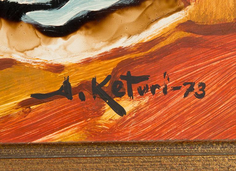 Alpo Keturi, öljy levylle, signeerattu ja päivätty -73.