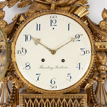 A late Gustavian wall clock by Per Henrik Beurling (master in Stockholm 1783-1806).