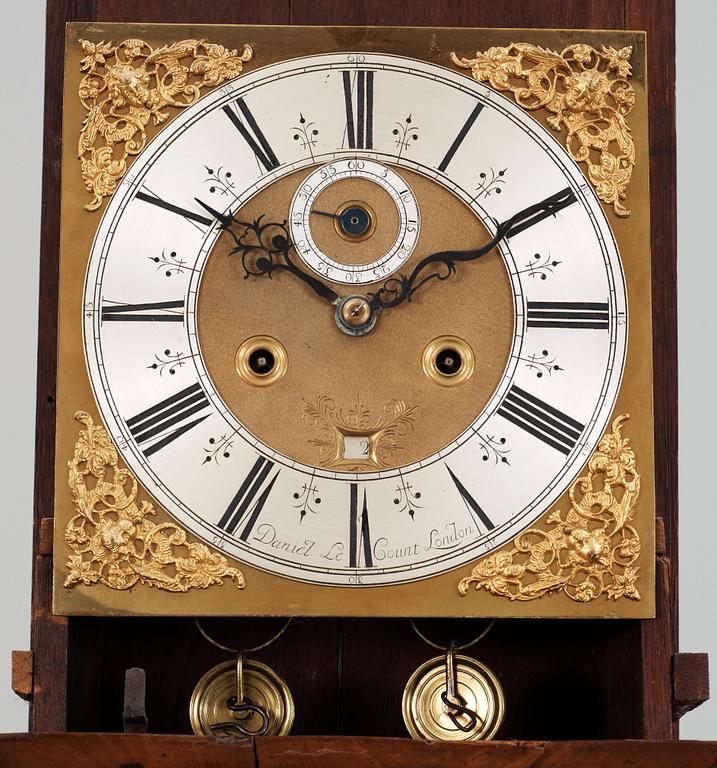 An English late 17th century longcase clock, dial signed "Daniel Le Count London".