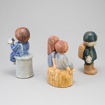 a set of three stoneware figurines by Lisa Larson for Gustavsberg.
