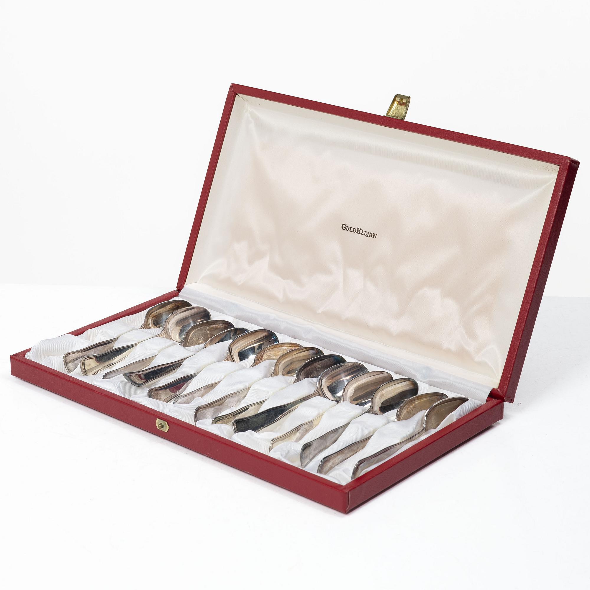 Twelve silver coffee spoons, Mema and Cohr, 1980s.