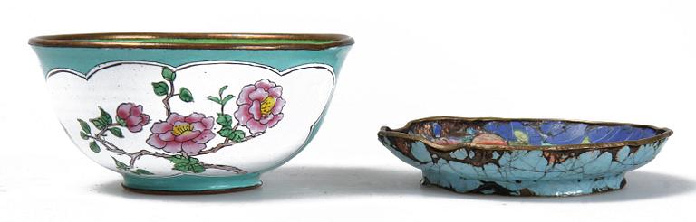 PARTI CLOISONNE, 8 delar, Kina, 1800/1900-tal.