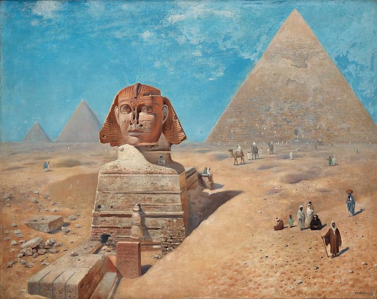 Frans Wilhelm Odelmark, Egyptian landscape with the Sphinx and the Pyramid of Khafre.