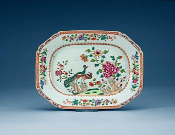 1579. A famille rose 'double peacock' charger, Qing dynasty, Qianlong (1736-95).