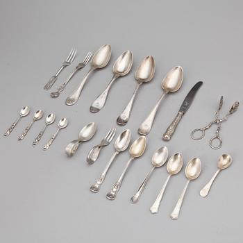 PARTI SILVER, 38 delar, bland annat Pehr Zethelius, Stockholm, 1808. Total vikt ca 1300g.