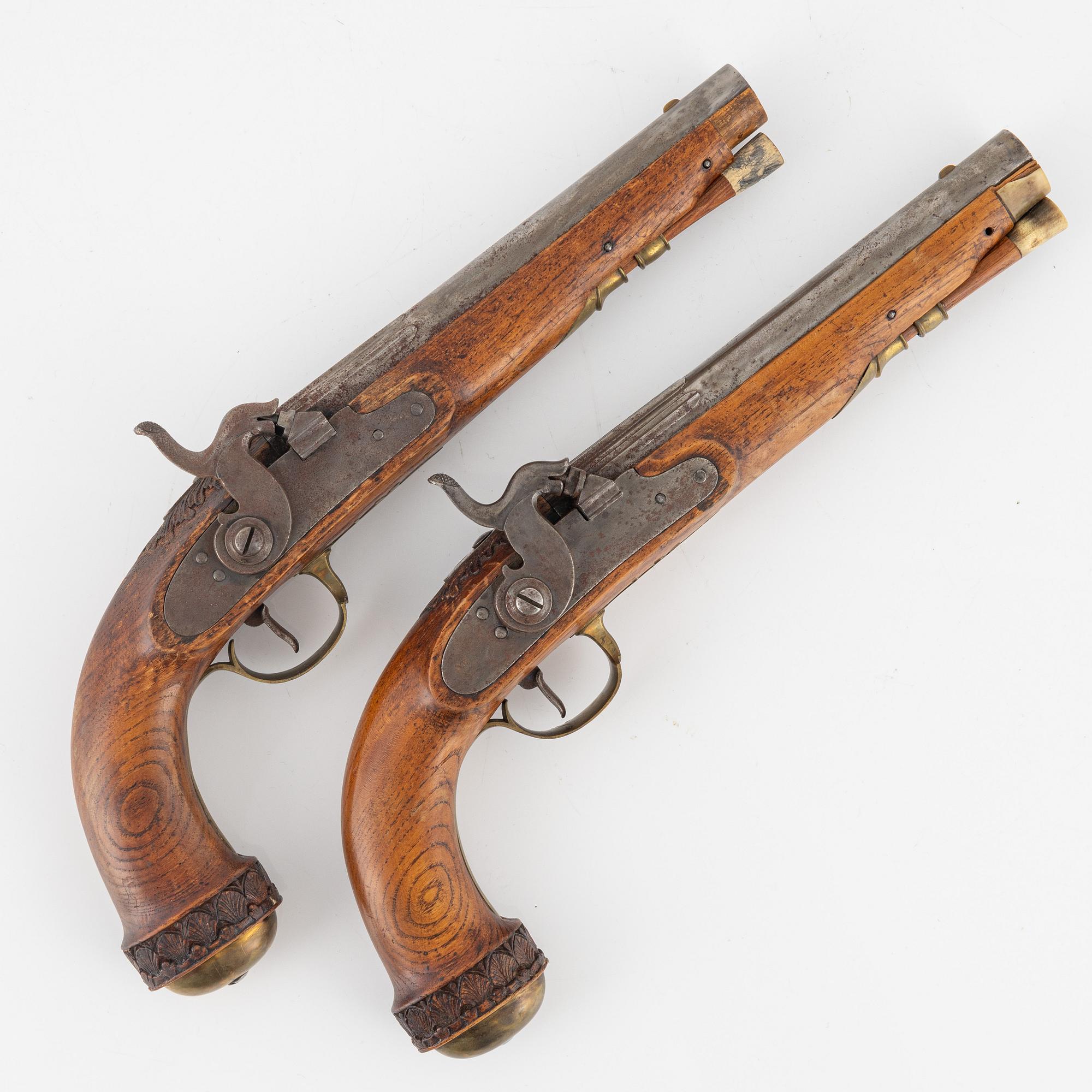 A pair of percussion pistols, Sweden, first half of the 19th Century.