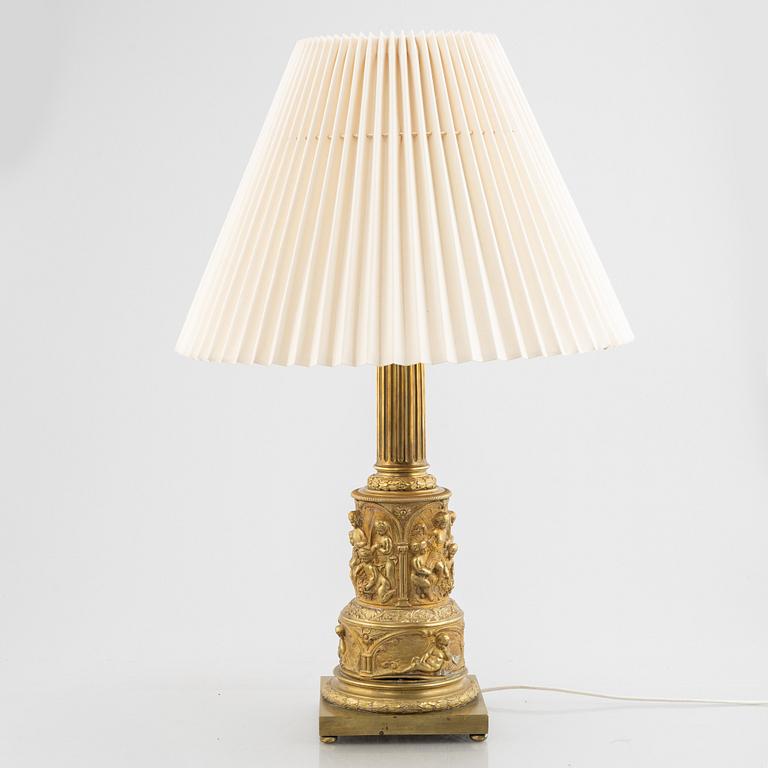 A table lamp, brass, France, late 19th Century.