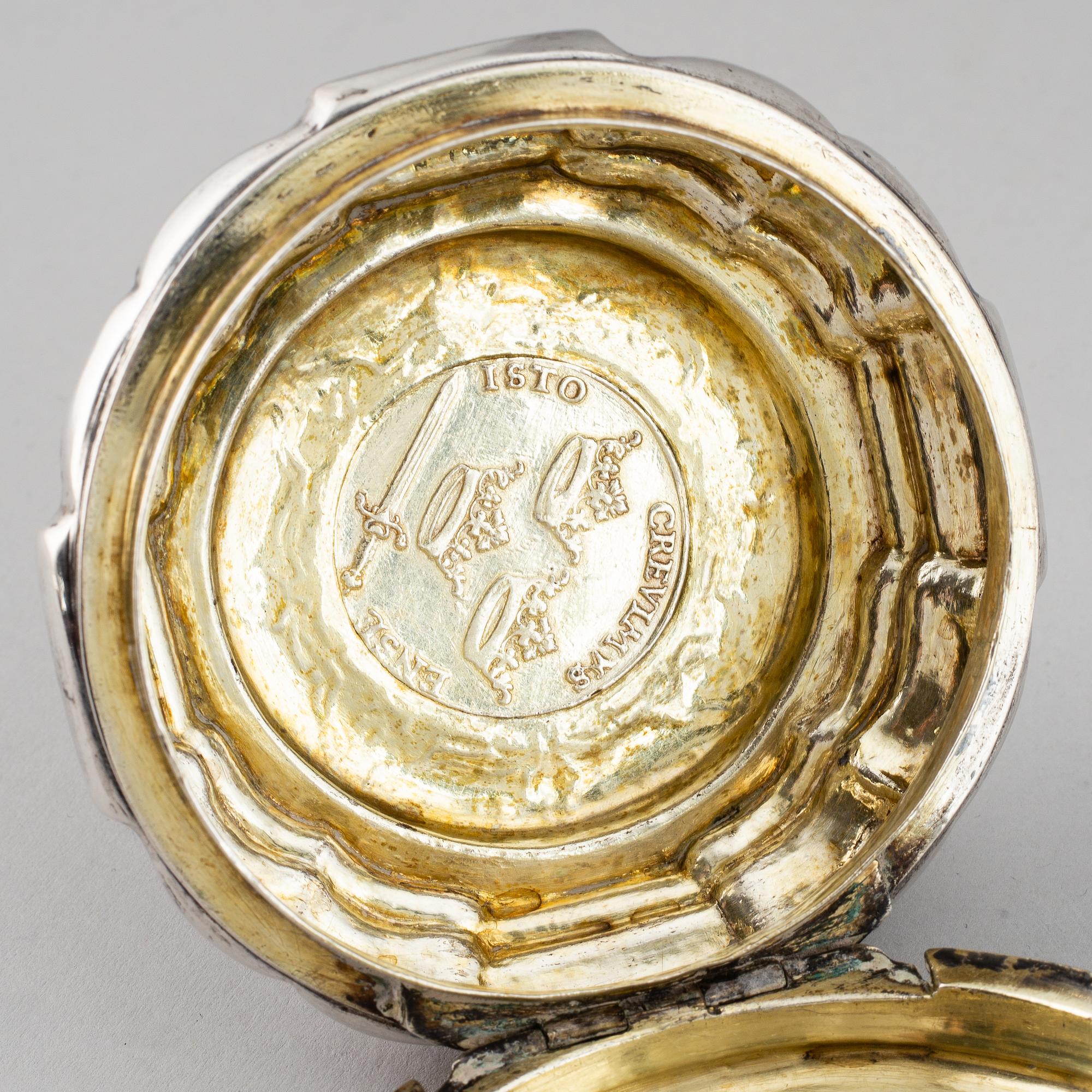 A Swedish 18th century parcel-gilt box, unmarked.