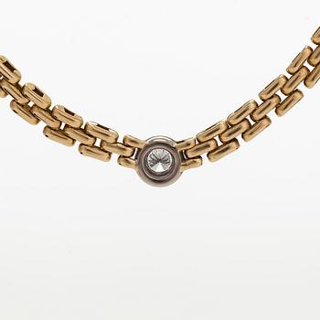 Necklace, set with a brilliant-cut diamond, and bracelet, 18K gold. Finnish import marks 1990.