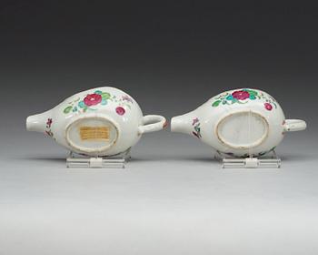 A pair of famille rose sauce boats, Qing dynasty, Qianlong (1736-95).