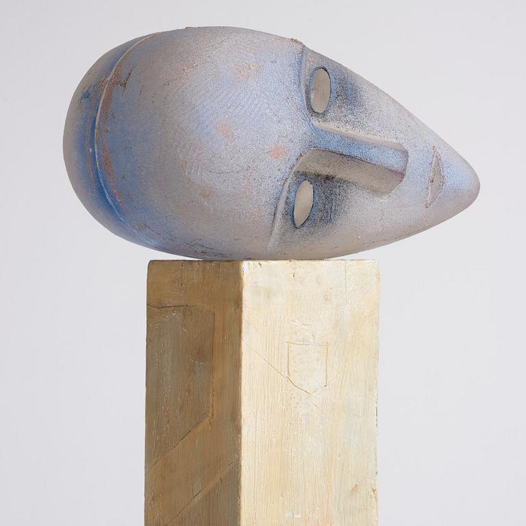 Bertil Vallien, skulptur, "Resting head", sandgjutet glas, Kosta Boda, unik.
